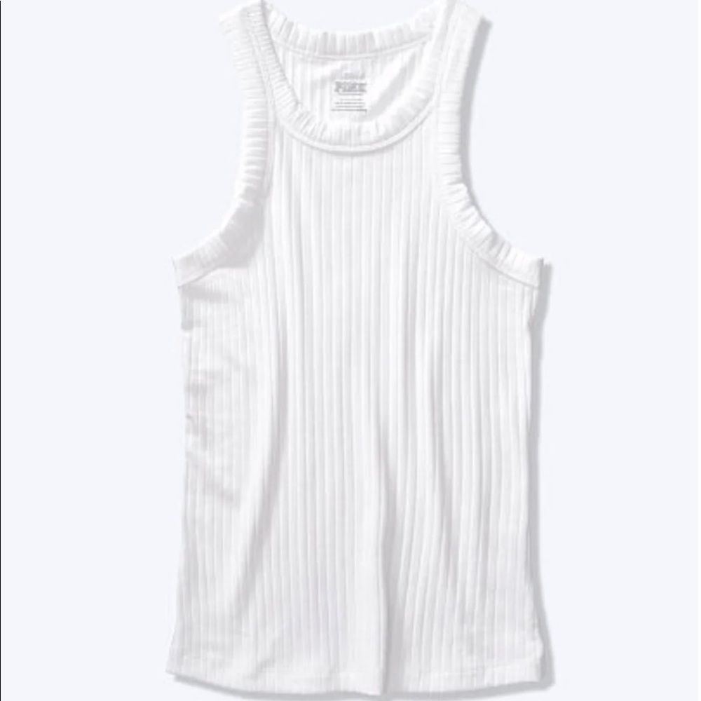 PINK RIB HIGH-NECK TANK